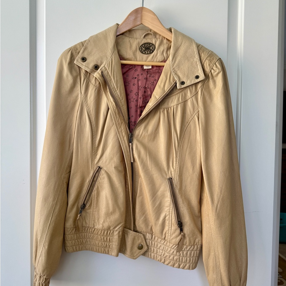 Anthropologie Idra Tan Leather Jacket - size medium
